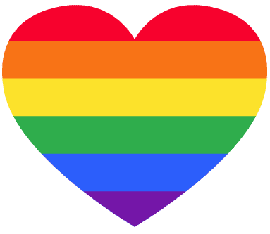Rainbow heart symbol representing gay pride with vibrant colors: red, orange, yellow, green, blue, and purple.