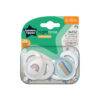 Tommee Tippee Night Soother 6-18M 2Pk featuring glow-in-the-dark design with rainbow patterns, BPA-free and orthodontic.