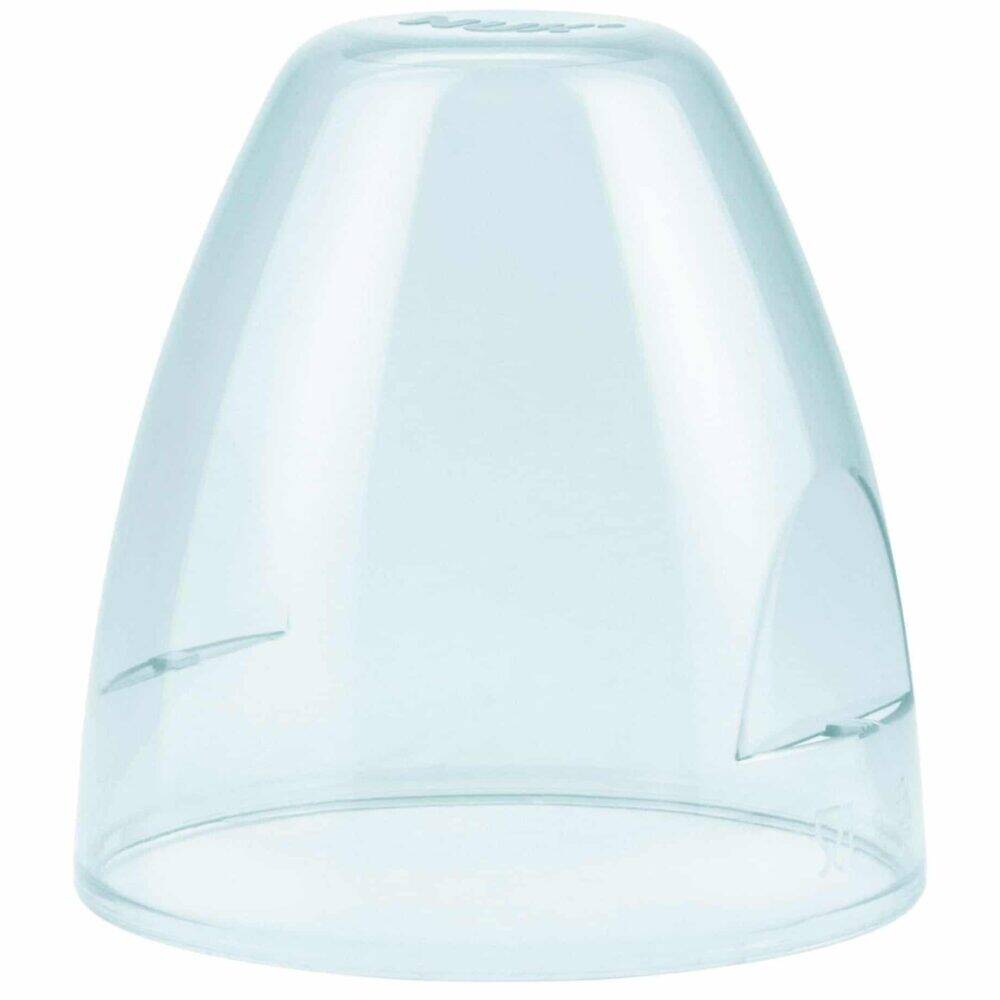 Nuk First Choice+ Overcap, transparent, designed to fit securely over baby bottles for hygiene and protection.