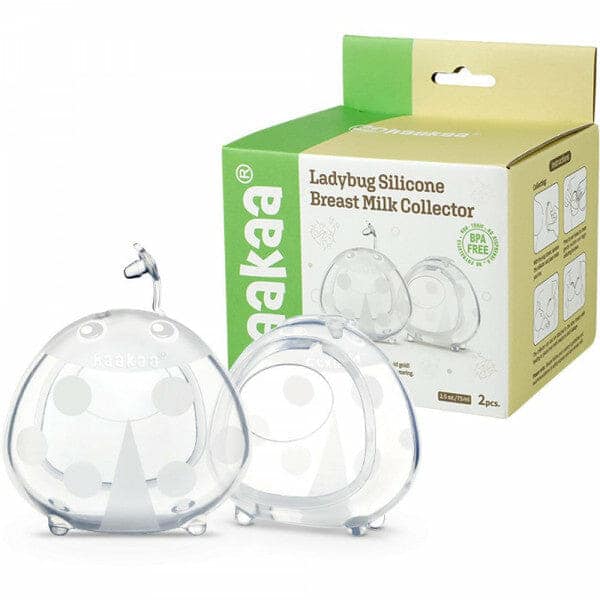 Haakaa Ladybug Breast Milk Collector set includes two clear silicone collectors, designed for easy milk storage.