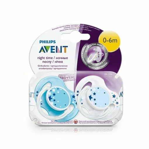 Philips Avent Soother 0-6M Night Time GID, Mix Twin — Philips Avent Soother 0-6M Night Time GID, Mix Twin