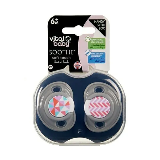 Vital Baby SOOTHE™ soft touch 6m 2pk — Vital Baby SOOTHE™ soft touch 6m 2pk