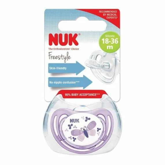 NUK Silicone FREESTYLE SOOTHER 18-36M — NUK Silicone FREESTYLE SOOTHER 18-36M