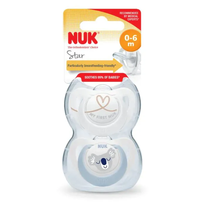 NUK Star Silicone Soother 0-6M- 2 Pack — NUK Star Silicone Soother 0-6M- 2 Pack