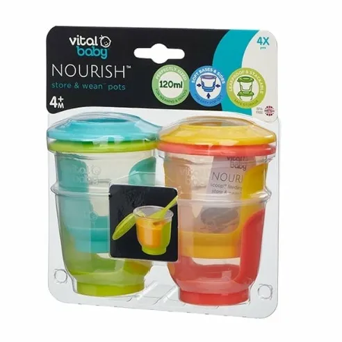 Vital Baby® NOURISH™ store & wean ™ pots 120ml 4pk — Vital Baby® NOURISH™ store & wean ™ pots 120ml 4pk