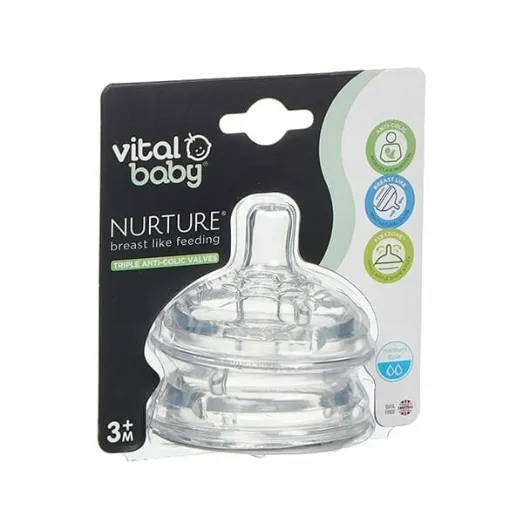 Vital Baby® NURTURE™ | Breast-Like Teat for Vital Baby Feeding Bottle – Medium Flow — Vital Baby® NURTURE™ | Breast-Like Teat for Vital Baby Feeding Bottle – Medium Flow