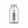 BIBS Glass Bottle 110ml, clear glass with measurement markings and BIBS logo. Ideal for feeding.