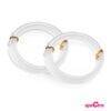 Spectra S1 Plus Rechargeable Pump tubing set, featuring two clear tubes with orange clips for secure attachment.