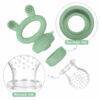 Haakaa Freeze-N-Feed Mini Combo in Olive features a textured teether and a two-part feeding container.