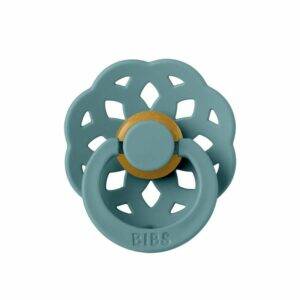 BIBS Boheme Pacifier size 2 in Dusky Lilac with a floral design and wooden accent.