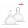 Spectra Wide Neck Teats in Fast Flow for 6 months+, clear silicone, designed for easy feeding.