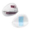 Tommee Tippee breast pump set includes disposable breast pads in white with colorful designs for leak protection.