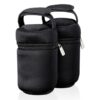 Tommee Tippee Microwave Steriliser & Breast Pump Set in sleek black, featuring two insulated pouches with zip closures.