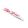 Munchkin Soft Tip Infant Spoon in pink and white, featuring a soft tip for gentle feeding.