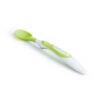 Munchkin Soft Tip Infant Spoon in green and white, designed for comfortable feeding with a soft tip.