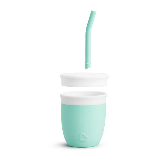 Munchkin C'Est Training Cup in mint green with a white lid and removable straw, designed for easy sipping.