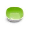 Munchkin Splash Bowls 2 Pack in green and blue, featuring a square design with a white outer rim.