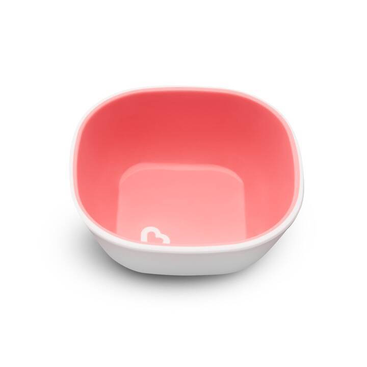 Munchkin Splash Bowls 2 Pack in pink/purple and green/blue with a rounded design, perfect for mealtime fun.