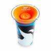 Munchkin Miracle 360° Wild Love Sippy Cup in blue with orca design, featuring a 360° drinking edge and heart detail.