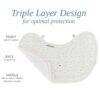 Baby Sense 2-in-1 Burp Cloth & Bib in blue with a triple layer design featuring cotton front and towelling back.