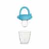 Munchkin Silicone Baby Food Feeder in blue, featuring a soft silicone tip and a unique design for easy feeding.