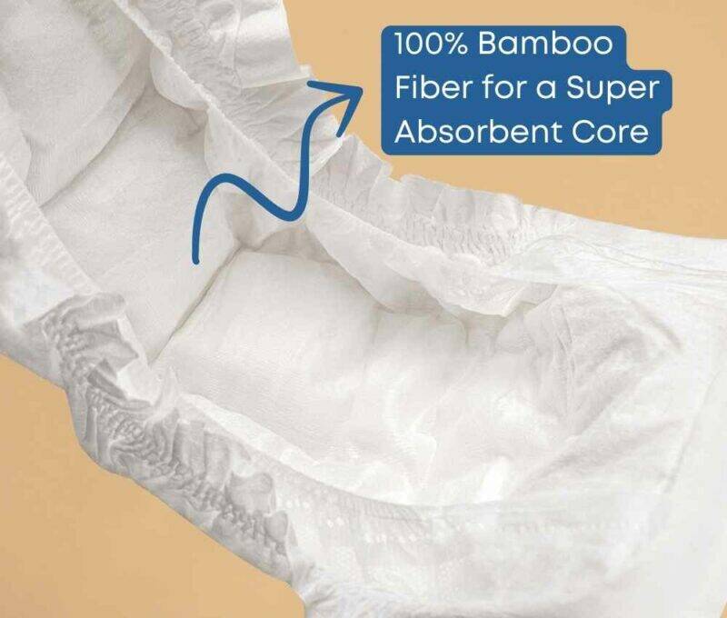Eco Boom Joy Bamboo Baby Nappies Newborn feature a super absorbent core made from 100% bamboo fiber, showcasing a close-up