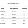 Black myboombra® bamboo nursing and maternity bra displayed with a size chart, highlighting comfort and support for moms.