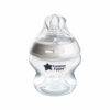 Tommee Tippee Trial Pack featuring a 150ml clear bottle with a soft, white silicone teat. Ideal for newborns.