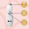 Tommee Tippee Baby & Toddler Nail Trimmer in white, featuring buttons for speed control and an attachable filing head.
