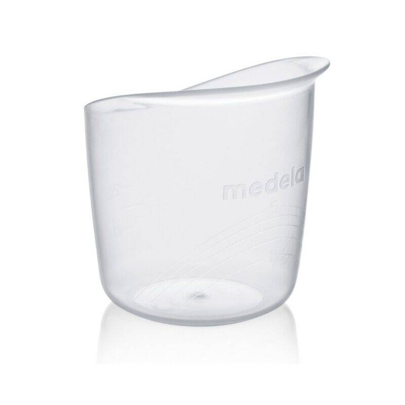 Medela Baby Feeding Cups 10Pk, clear plastic cups with measurement markings for precise feeding.