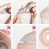 Difrax LOVI Mammafeel Bottle (150ml) in soft pink, demonstrating the correct and incorrect ways to attach the lid.