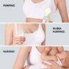 Medela 3-in-1 Nursing & Pumping Bra in white, showcasing three functions: nursing, in-bra pumping, and pumping.