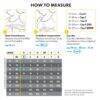 Medela 3-in-1 Nursing & Pumping Bra in white, size L, featuring a detailed measurement guide for proper fit.