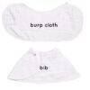 Maccie 2-In-1 Burp Cloth and Bibs in white, featuring clear labels for easy use, shown in a flat layout.