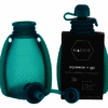 Maccie Squeeze + Go refillable pouch in blue, featuring a convenient spout and cap for easy filling and dispensing.