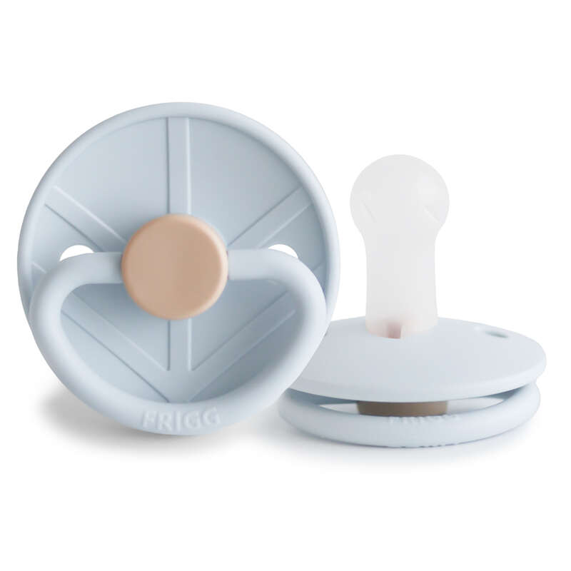 The FRIGG Little Viking Silicone - Size 2 pacifier, inspired by Norse mythology, features a 30 mm silicone nipple for babies 6-18 months. Available now at Fed is Best.