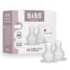 BIBS Baby Bottle Nipple Round Silicone Fast Flow 2 pack, clear silicone design, award-winning, made in Denmark.