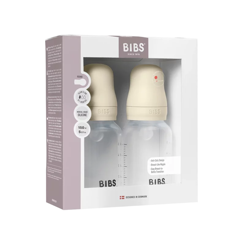 BIBS Baby Bottle Complete Set 150ml 2 Pack Silicone Slow Flow — BIBS Baby Bottle Complete Set 150ml 2 Pack Silicone Slow Flow