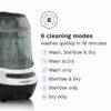 Baby Brezza Bottle Washer Pro with six cleaning modes, showcasing a sleek design and user-friendly interface.