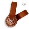 The Stella Clip - Cape Town in toffee leather with cream sunset stitching, featuring a unique woven design.