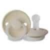 FRIGG Rope Silicone Night pacifier in Night Cream, featuring a textured rope design and a soft silicone nipple.