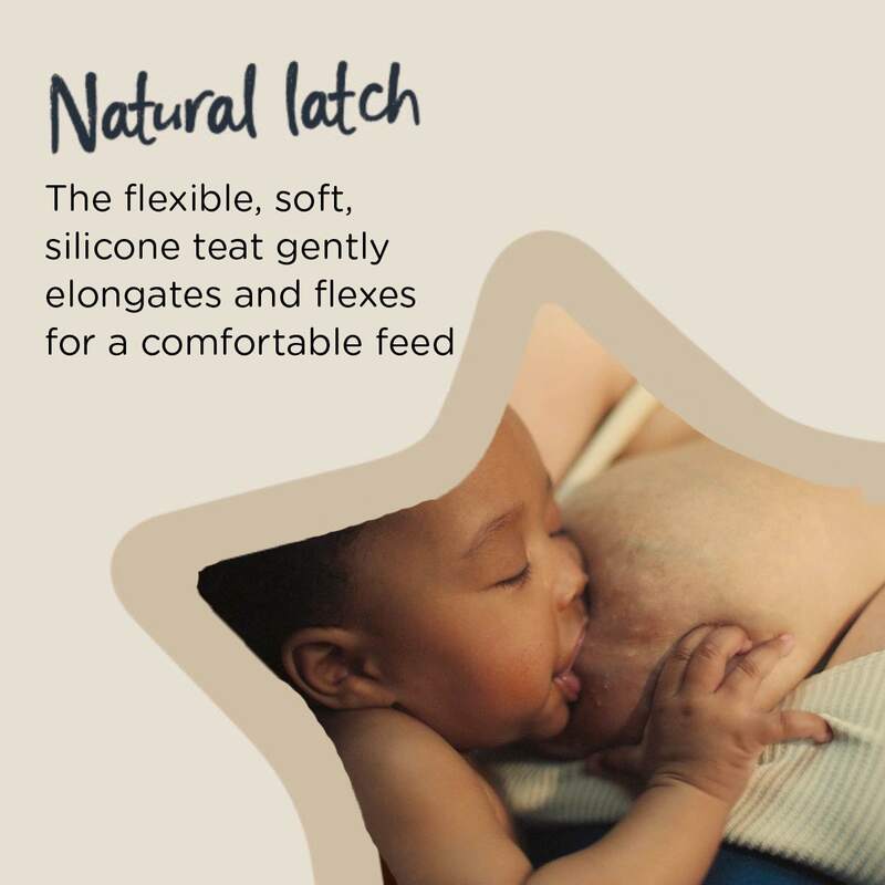 Tommee Tippee Natural Start Medium Flow Teats 2Pk 3M+, featuring a soft silicone design for a comfortable feeding experience.