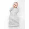 Love To Dream Swaddle Up in grey, featuring a zip closure and unique arm position for comfort, suitable for babies 6-8.5 KG.