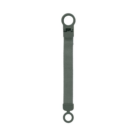 BIBS Loop Pacifier Clip in Cactus green, featuring a sleek design with dual attachment rings for convenience.