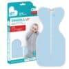 Love To Dream Swaddle Up Medium in light blue, designed for 6-8.5 kg babies, features a unique arms-up design for safer