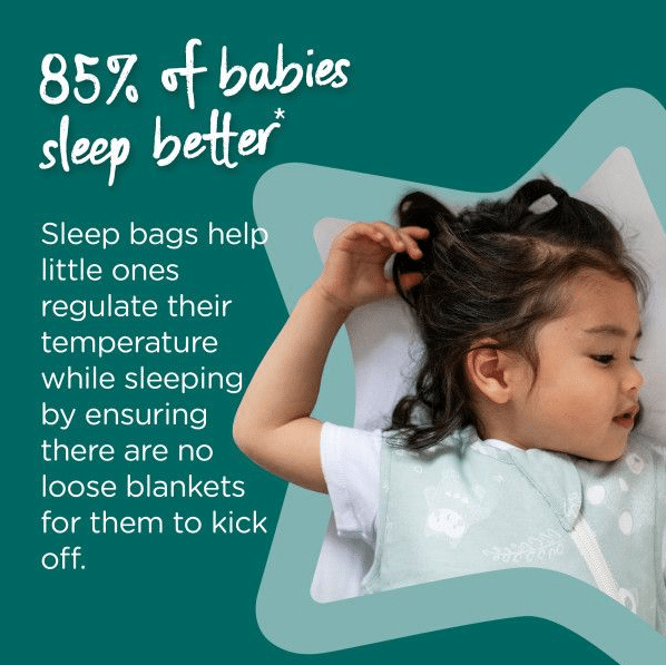 Tommee Tippee Grobag Sleepbag 6-18M 1 TOG in Grey Marl featuring a child comfortably sleeping with no loose blankets.