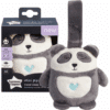 Tommee Tippee Mini Pip The Panda Travel Sleep Aid, soft grey and white plush panda with a hanging loop for easy attachment.
