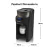 Baby Brezza Formula Pro Advanced Formula Dispenser in black, showcasing dimensions and sleek design for easy formula