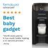 Baby Brezza Formula Pro Advanced Formula Dispenser in black, featuring a sleek design and user-friendly interface.