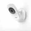 VTech VM819 Video Baby Monitor in white, mounted on a wall, showcasing its sleek design and camera lens detail.